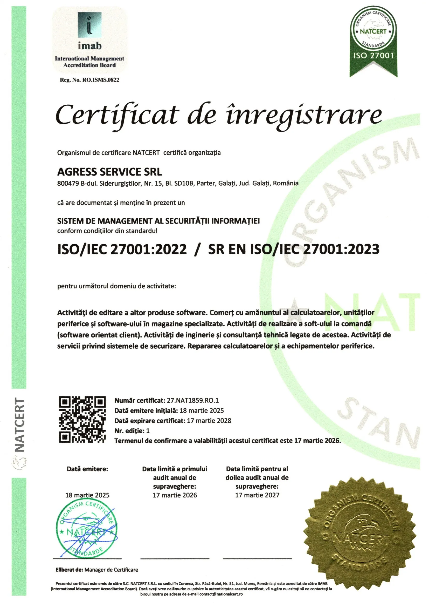 Certificat NAT 27